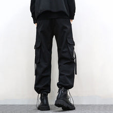 Load image into Gallery viewer, Technical Loose Black Drawstring Overalls