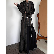 Load image into Gallery viewer, Vintage Tie-dye Ribbon Stand Collar Pleated Shirt