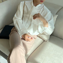 Load image into Gallery viewer, Casual Solid Color Tie Loose Shirt