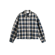 Load image into Gallery viewer, Raw Edge Cropped Loose Check Shirt