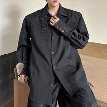 Load image into Gallery viewer, Silky 3D Lace Rose Gem Button Loose Shirt