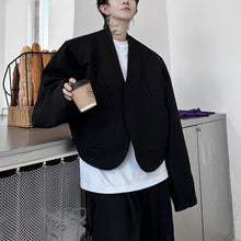 Load image into Gallery viewer, Curved Scimitar Sleeve Collarless Cropped Cardigan