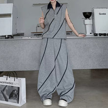 Load image into Gallery viewer, Color-block Collared Vest Casual Trousers Two-piece Set