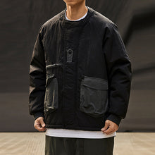 Load image into Gallery viewer, Color-blocked Crew Neck Quilted Cotton Coat