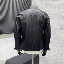 Load image into Gallery viewer, PU Stand Collar Slim Jacket
