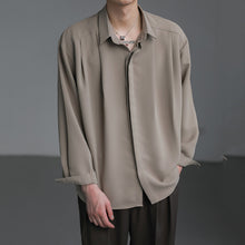 Load image into Gallery viewer, Loose Peak Collar Solid Color Long-sleeved Casual Shirt