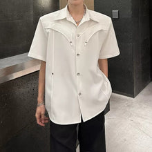 Load image into Gallery viewer, Metal Buckle Deconstructed Padded Shoulder Short Sleeve