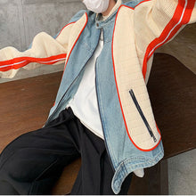 Load image into Gallery viewer, Washed Denim Contrast Color Cropped Jacket
