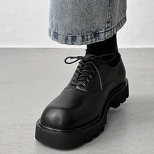 Load image into Gallery viewer, Thick-soled Square-toe Leather Shoes