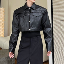 Load image into Gallery viewer, Motorcycle Leather Cropped Jacket

