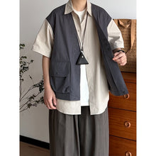 Load image into Gallery viewer, Patchwork Faux Two-Piece Workwear Short-Sleeve Shirt