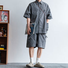 Load image into Gallery viewer, Japanese Functional Large Pocket Shirt Casual Loose Overalls Two-piece Set