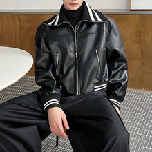 Load image into Gallery viewer, Retro Large Lapel Pu Leather Jacket