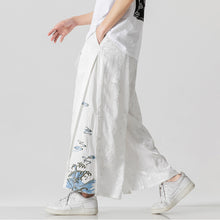 Load image into Gallery viewer, Cotton and Linen Loose Embroidered Wide-leg Pants