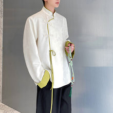 Load image into Gallery viewer, Jacquard Casual Contrast Stand Collar Loose Shirt