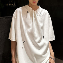 Load image into Gallery viewer, Drawstring Neckline Padded Shoulder T-shirt