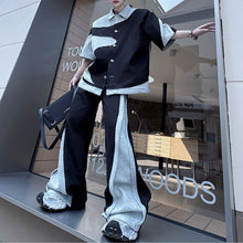 Load image into Gallery viewer, Patchwork Contrast Color Jacket Casual Loose Trousers Two-piece Set