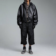 Load image into Gallery viewer, Short American Retro Motorcycle Leather Jacket