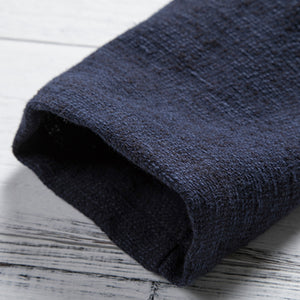 Slant-front Vintage Cotton Linen Cardigan