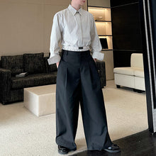 Load image into Gallery viewer, Vertical Striped Long-sleeved Shirt Casual Double-waist Stitching Trousers Two-piece Suit