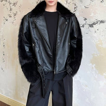 Load image into Gallery viewer, Artificial Fur Patchwork Leather Short Jacket