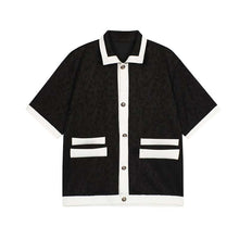 Load image into Gallery viewer, Jacquard Contrast Lapel Collar Short Sleeve Shirt

