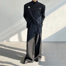 Load image into Gallery viewer, Diagonal Placket Shoulder Pad PU Leather Patchwork Blazer