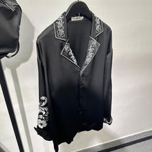 Load image into Gallery viewer, Satin Silky Embroidered Drape Long Sleeve Shirt