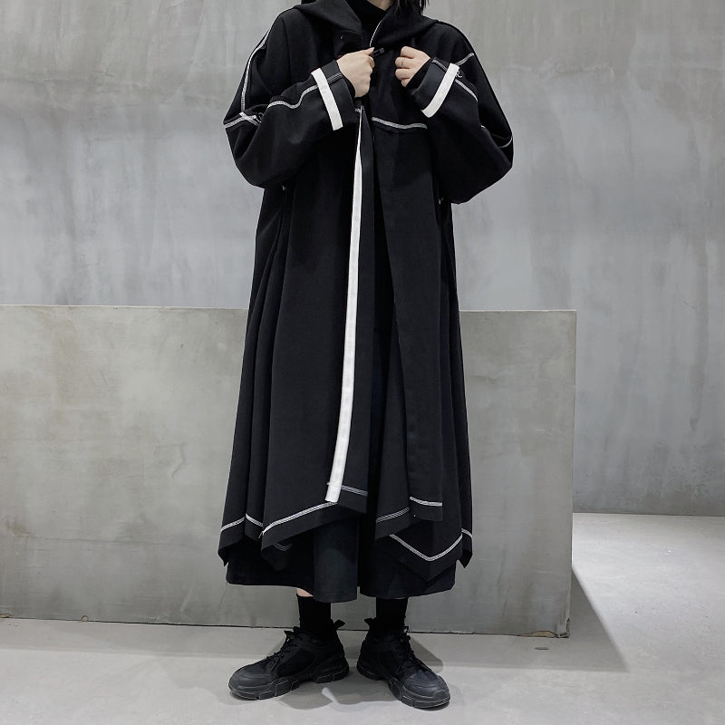 Irregular Zipper Solid Color Hooded Jacket