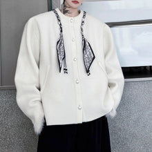 Load image into Gallery viewer, French Scarf-embellished Knitted Cardigan