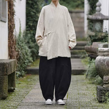 Load image into Gallery viewer, Loose Cotton Cross Front Hanfu Kimono Cardigan