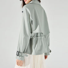 Load image into Gallery viewer, Women's Short Drawstring Cotton Trench Coat