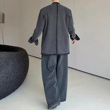 Load image into Gallery viewer, Vintage Distressed Washed Denim Jacket and Wide-leg Pants Two-piece Set