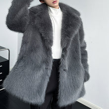 Load image into Gallery viewer, Faux Fur Double Breasted Lapel Jacket
