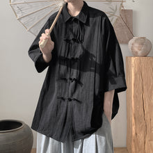 Load image into Gallery viewer, Cotton And Linen Buttoned Pleated Shirt