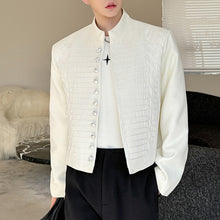 Load image into Gallery viewer, Multi-button Embroidered Stand Collar Cropped Jacket