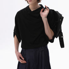 Load image into Gallery viewer, Stacked Collar Loose Solid Color T-shirt