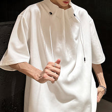 Load image into Gallery viewer, Drawstring Neckline Padded Shoulder T-shirt