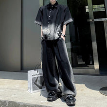 Load image into Gallery viewer, Ombré Denim Short-sleeve Jacket and Jeans Two-piece Set