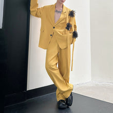 Load image into Gallery viewer, Ribbon Decorated Blazer Loose Straight Pants Two-piece Set