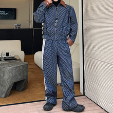 Load image into Gallery viewer, Printed Short Denim Jacket and White Edge Jeans Two-piece Set