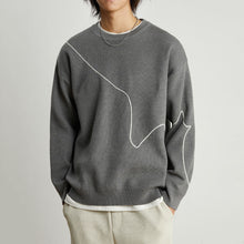 Load image into Gallery viewer, Line Embroidered Crew Neck Sweater