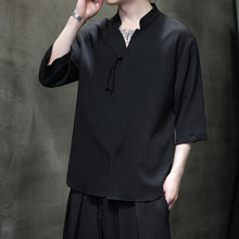 Load image into Gallery viewer, V-neck Pleated Three-quarter Sleeve Shirt