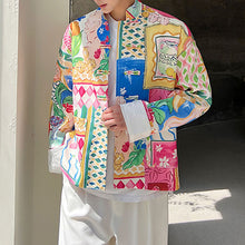 Load image into Gallery viewer, Stand-collar Disc-button Floral Jacket