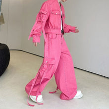 Load image into Gallery viewer, Washed Multi-pocket Workwear Denim Suit