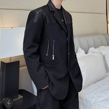 Load image into Gallery viewer, PU Leather Panel Blazer
