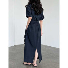 Load image into Gallery viewer, Cross-strap Short-sleeved Fitted Waist Dress