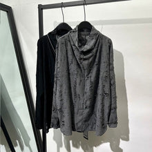 Load image into Gallery viewer, Loose-fit Distressed High-neck T-shirt