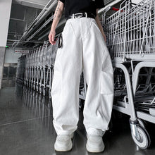 Load image into Gallery viewer, Curved Pleated Denim Cargo Pants
