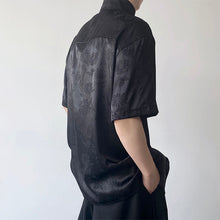 Load image into Gallery viewer, Vintage Jacquard Stand Collar Short Sleeve Shirt